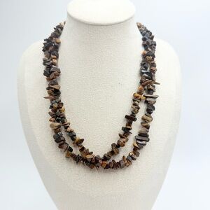 Natural Tiger Eye Chips gemstone Strand Necklace